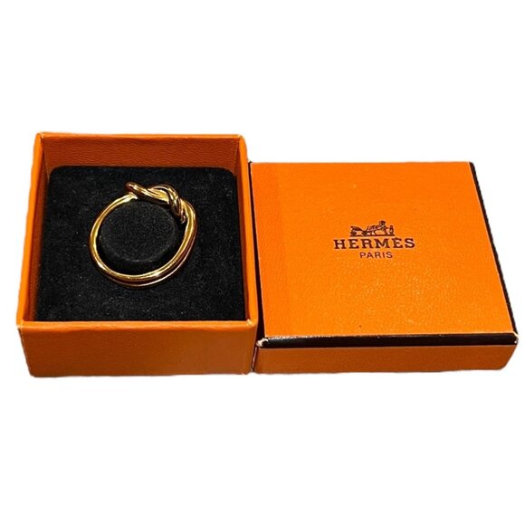 Hermes Accessories - HERMES Atame Scarf Ring GP Gold Knot #1990